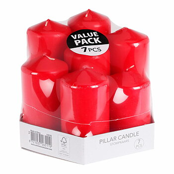 Set med levande ljus Röd (7 antal)