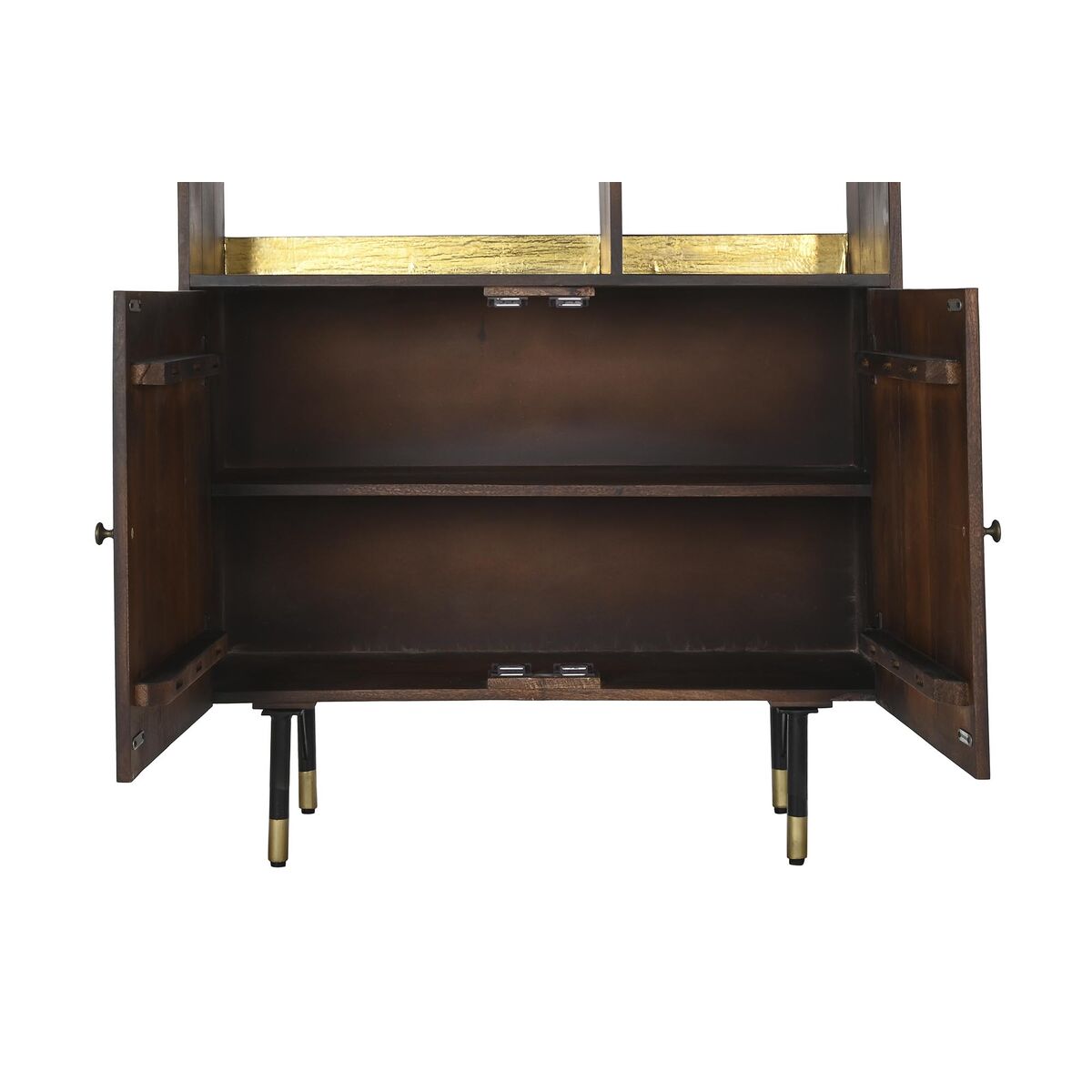 Bokhylla DKD Home Decor Svart Gyllene Metall Mörkbrun Mangoträ 4 Hyllor (90 x 35 x 200 cm) - 4