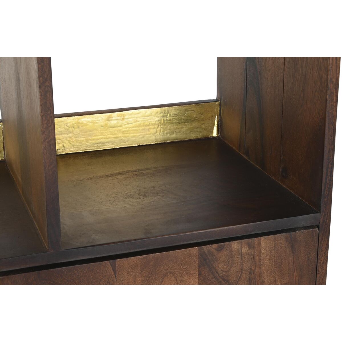 Bokhylla DKD Home Decor Svart Gyllene Metall Mörkbrun Mangoträ 4 Hyllor (90 x 35 x 200 cm) - 9