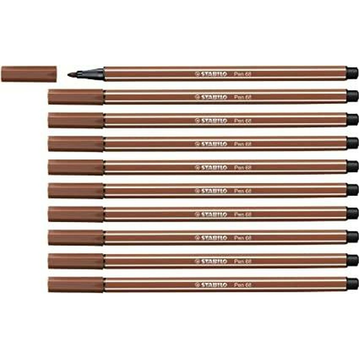 Tuschpennor Stabilo Pen 68 Sanguina Brun (10 Delar) - 3