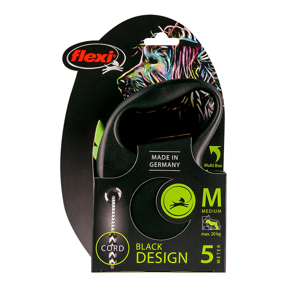 DoHundkoppel Flexi BLACK DESIGN 5 m Storlek M Grön - 3