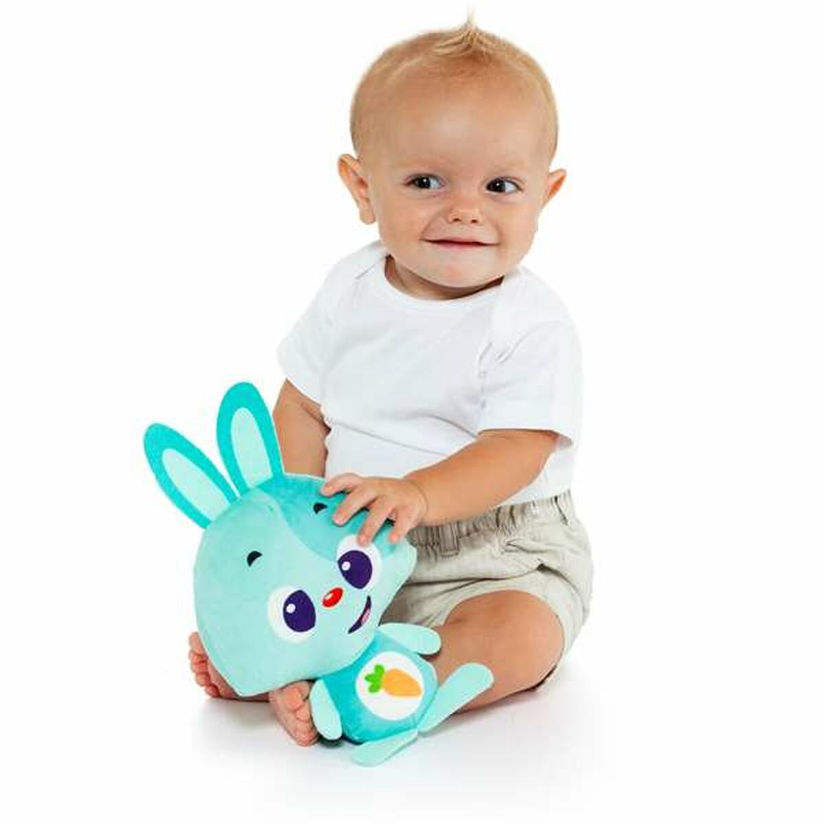 Mjukdjur med ljud Moltó Gusy luz Baby Bunny Turkos 7,5 cm - 5