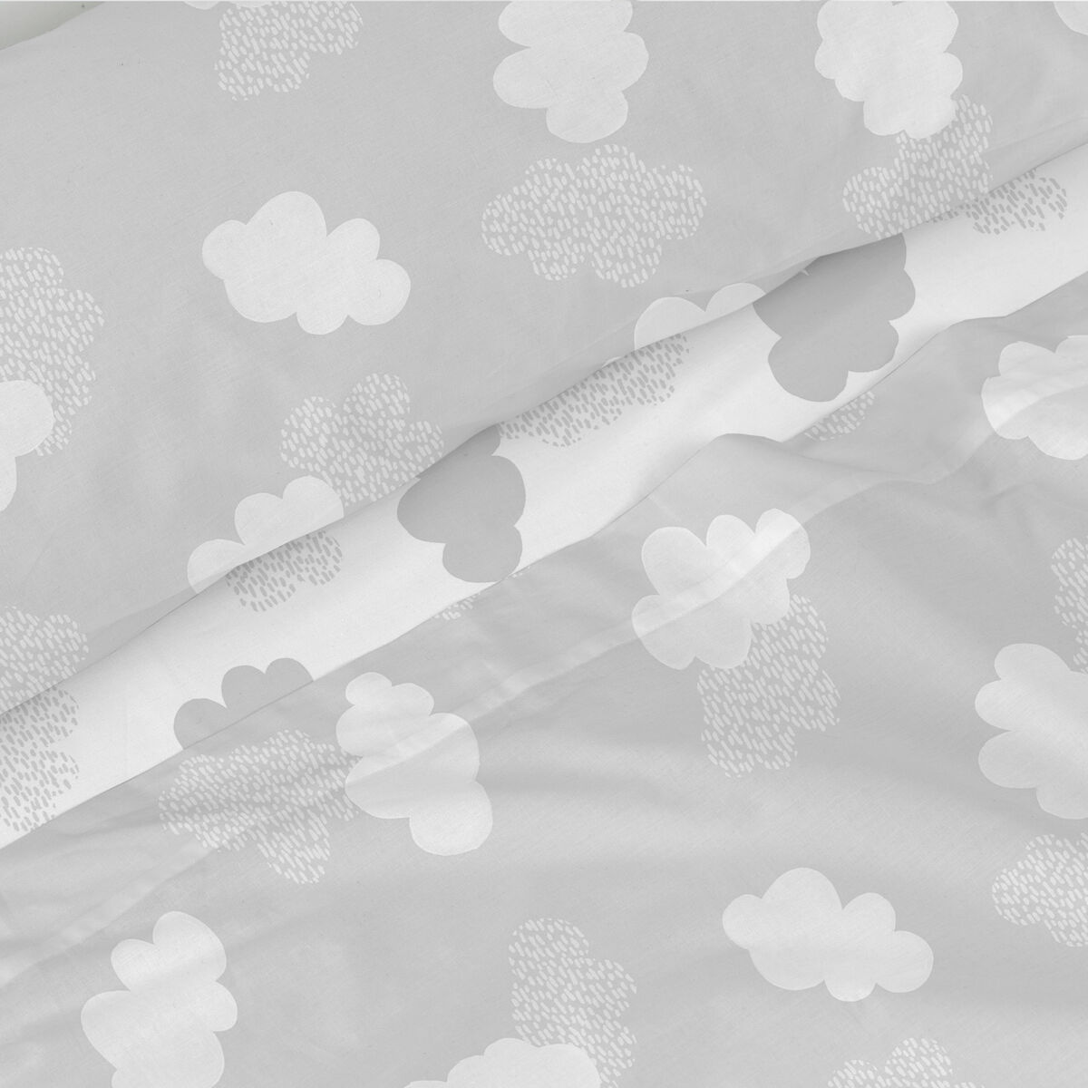 Bäddset HappyFriday Basic Kids Clouds Grå Säng 80/90 2 Delar - 2