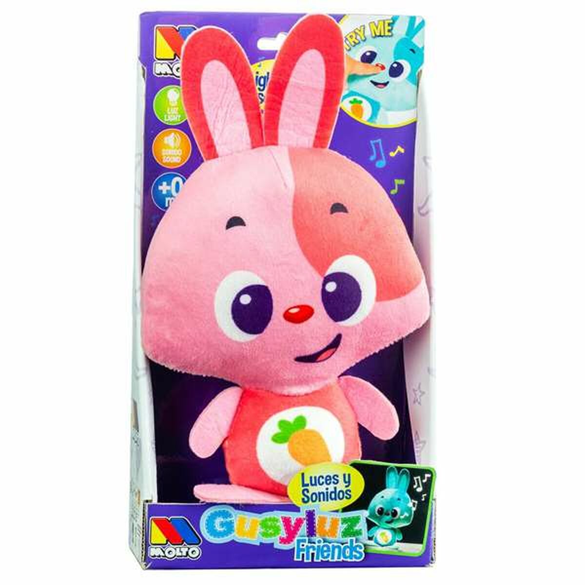 Mjukdjur med ljud Moltó Gusy luz Baby Bunny Rosa 7,5 cm - 2