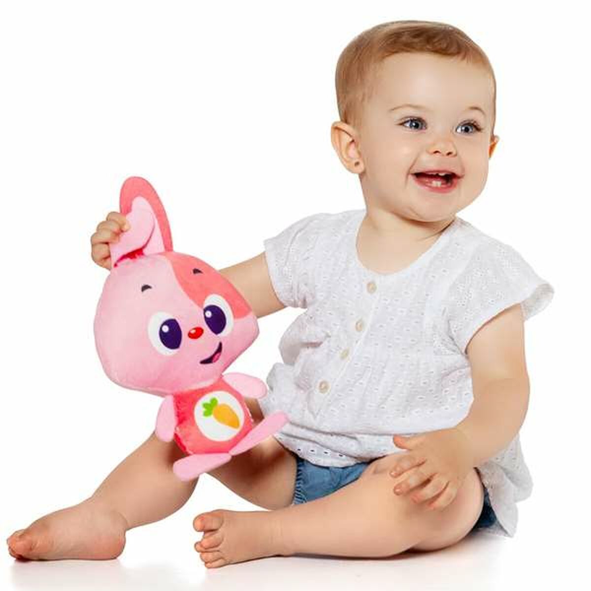 Mjukdjur med ljud Moltó Gusy luz Baby Bunny Rosa 7,5 cm - 12