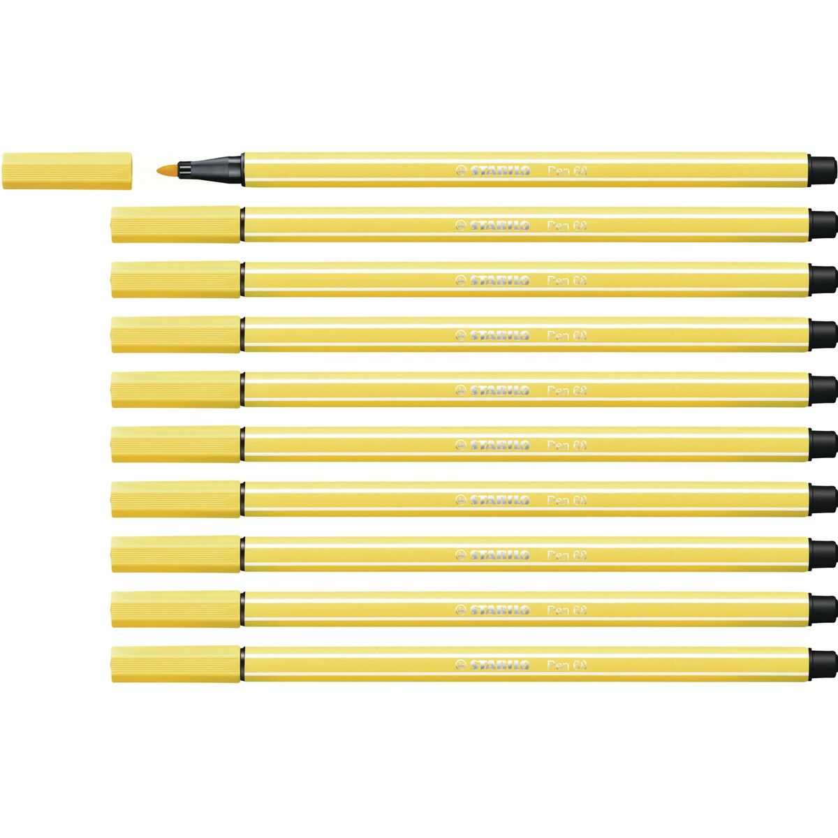 Tuschpennor Stabilo Pen 68 Gul (10 Delar) - 3