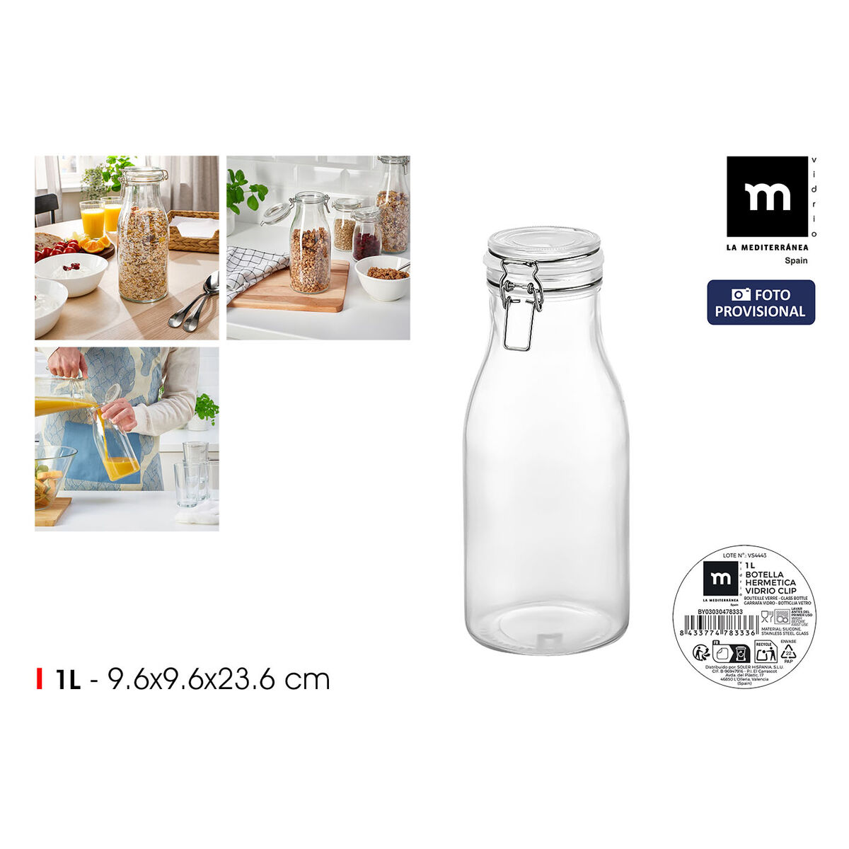 Glasflaska La Mediterránea Glas 1 L (12 antal) - 2