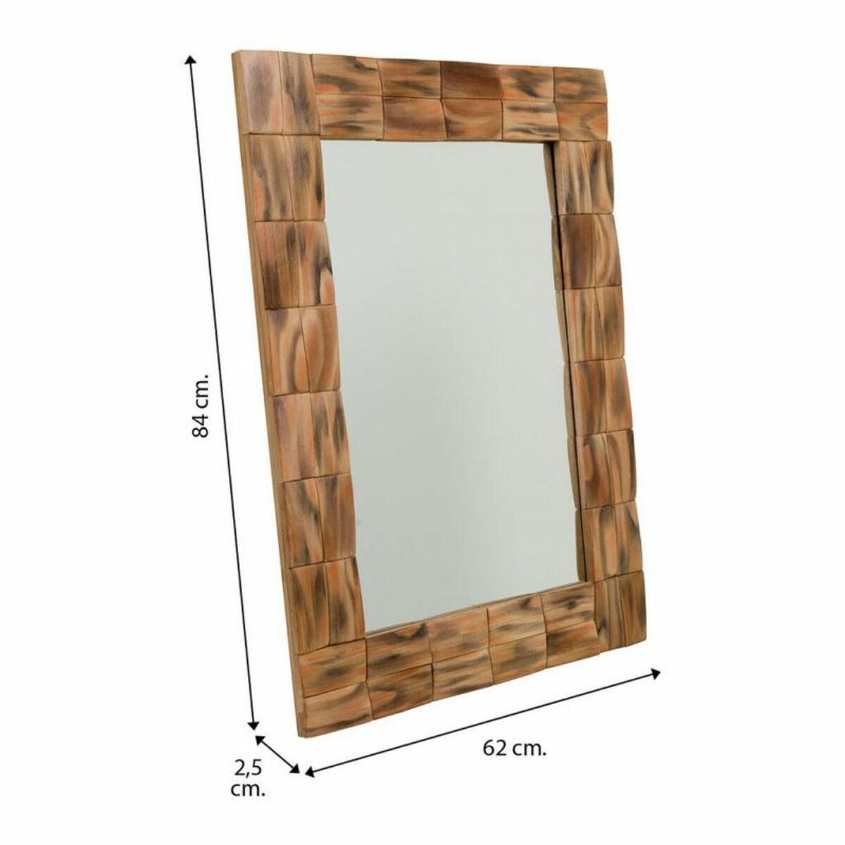 Väggspegel Alexandra House Living Naturell 84 x 2 x 62 cm Rektangulär - 6