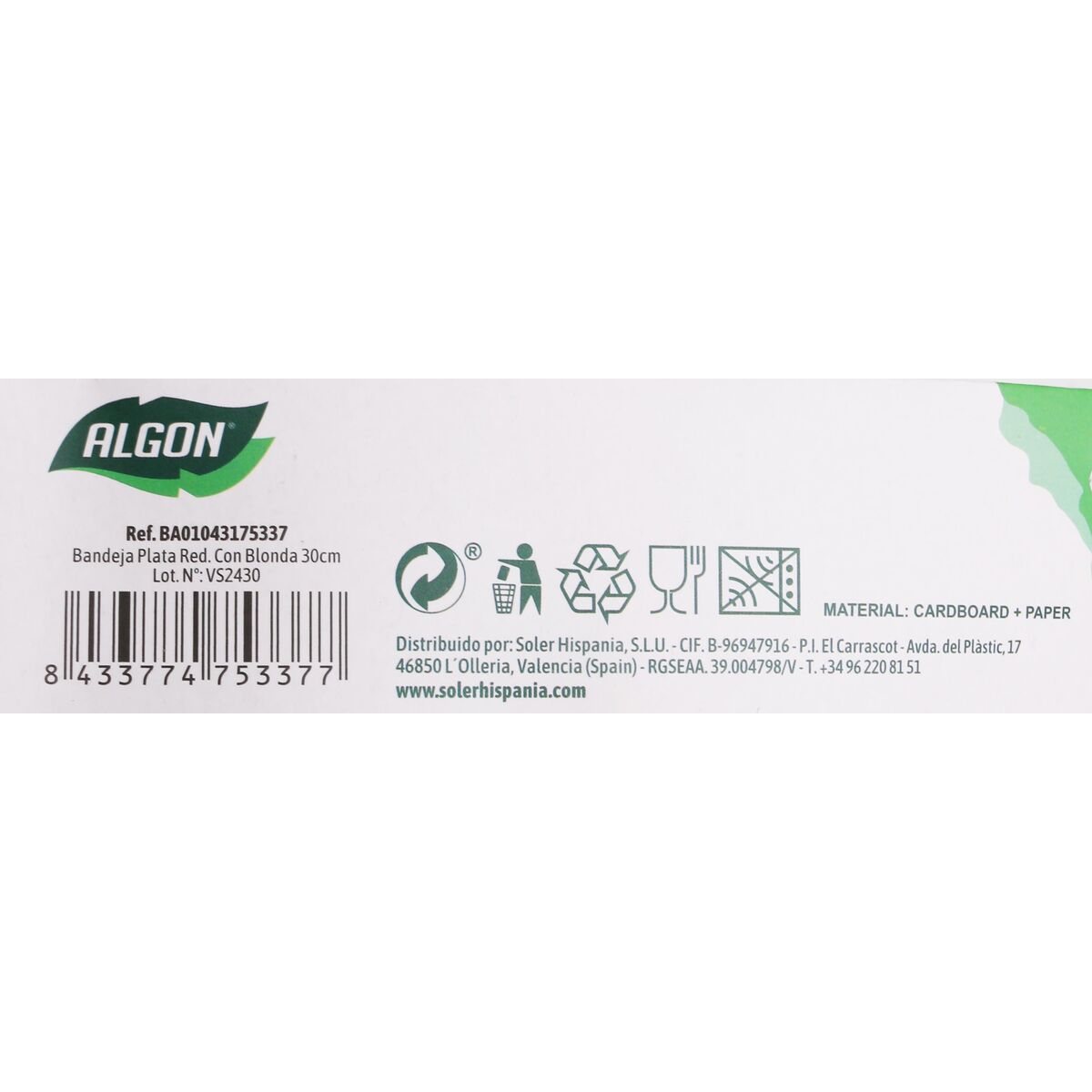 Snacksbricka Algon Silvrig Rund 30 x 30 x 1,5 cm (48 antal) - 7