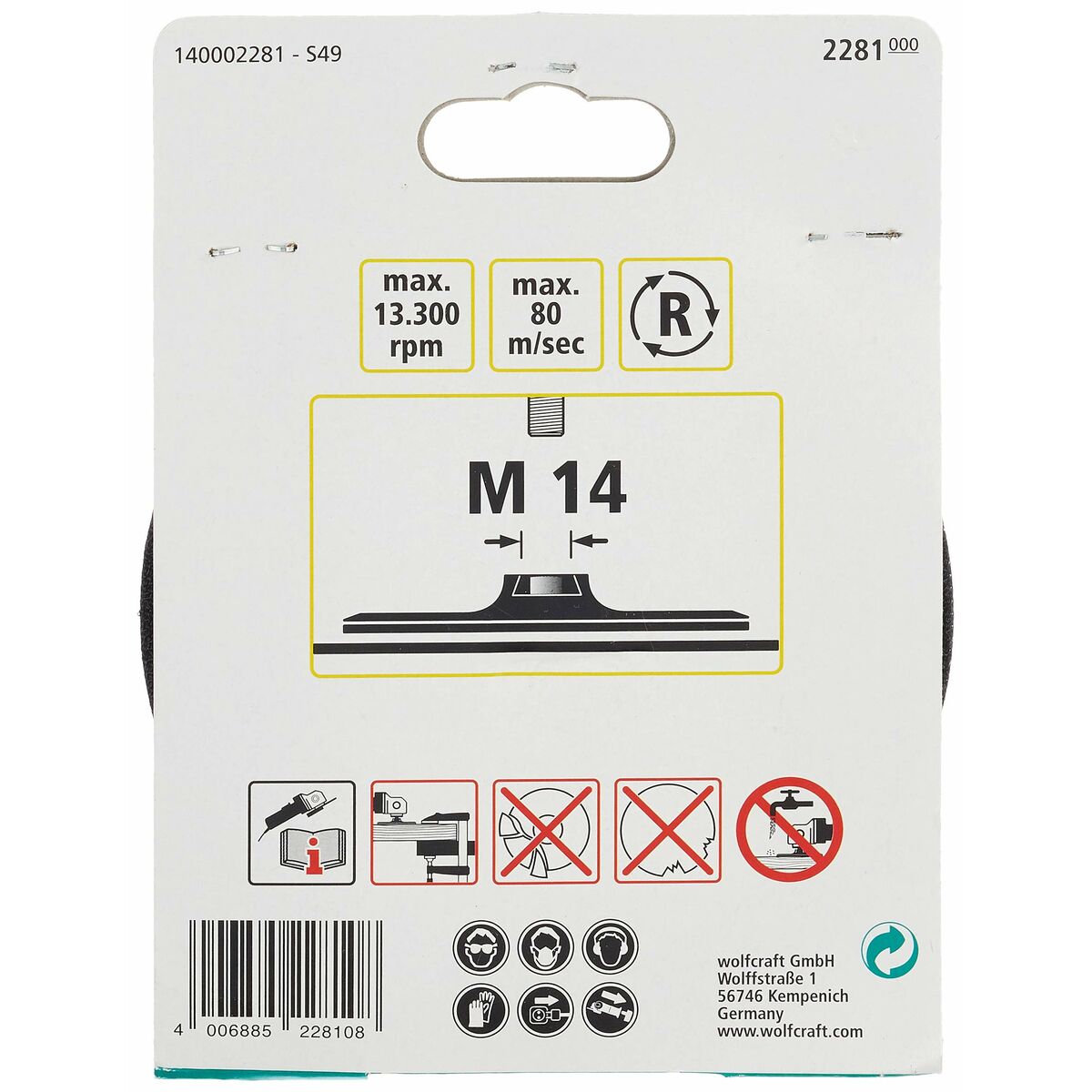 Slipplatta Wolfcraft 2281000 M14 - 3