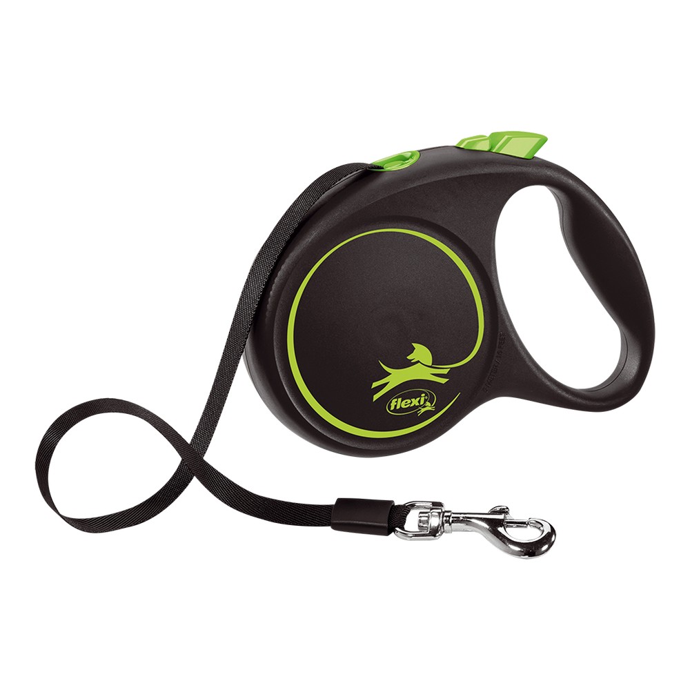 DoHundkoppel Flexi BLACK DESIGN 5 m Storlek S Grön