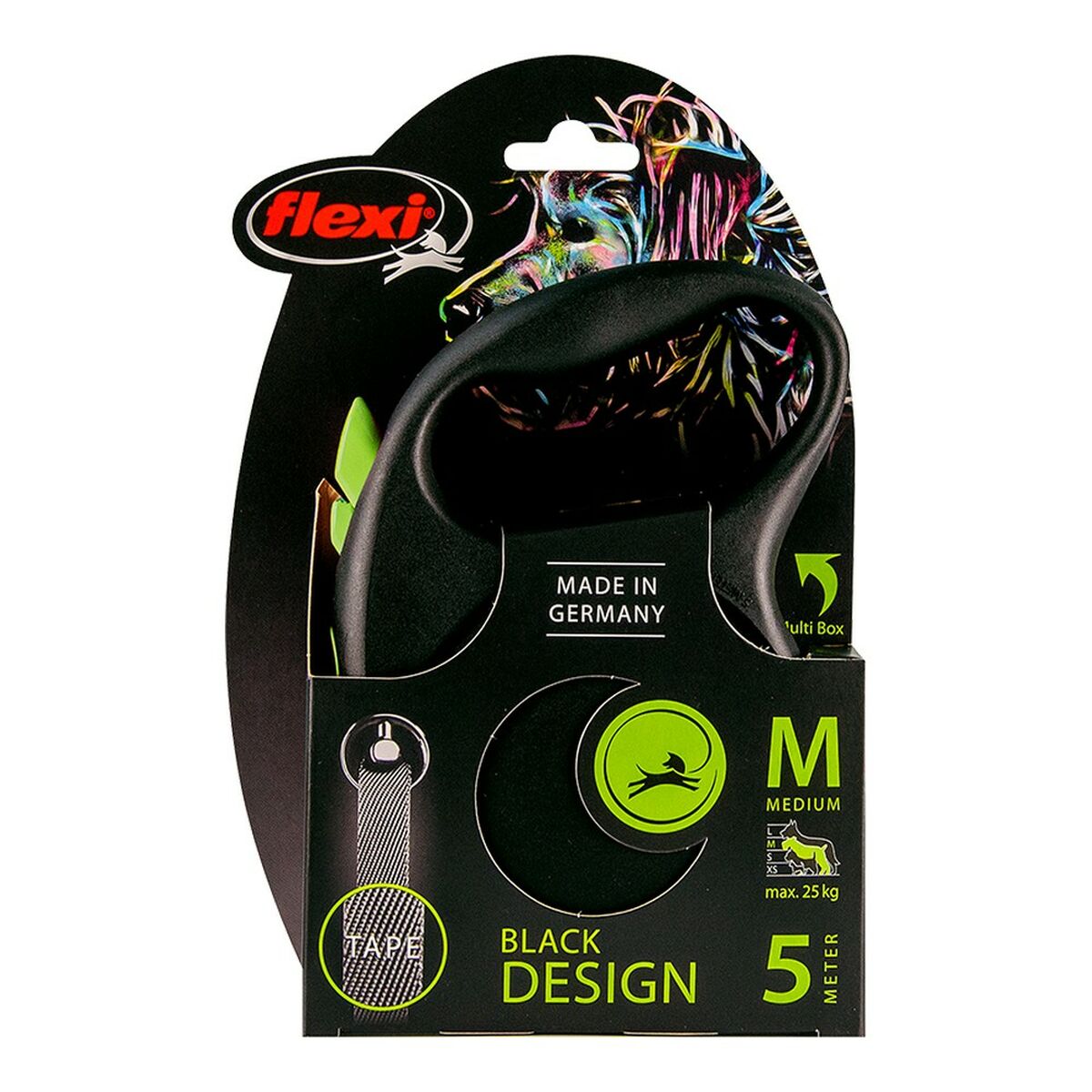 DoHundkoppel Flexi BLACK DESIGN 5 m Storlek S Grön - 5