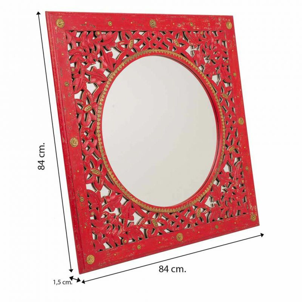Väggspegel Alexandra House Living Röd 1 x 84 x 84 cm Rektangulär - 5