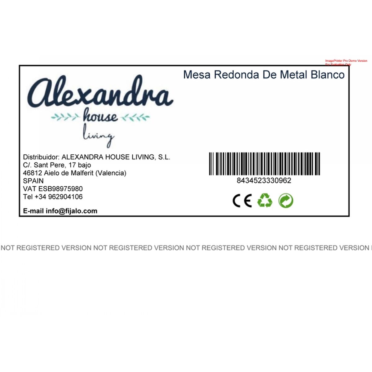 Bord Alexandra House Living Vit 60 x 71 x 60 cm - 6