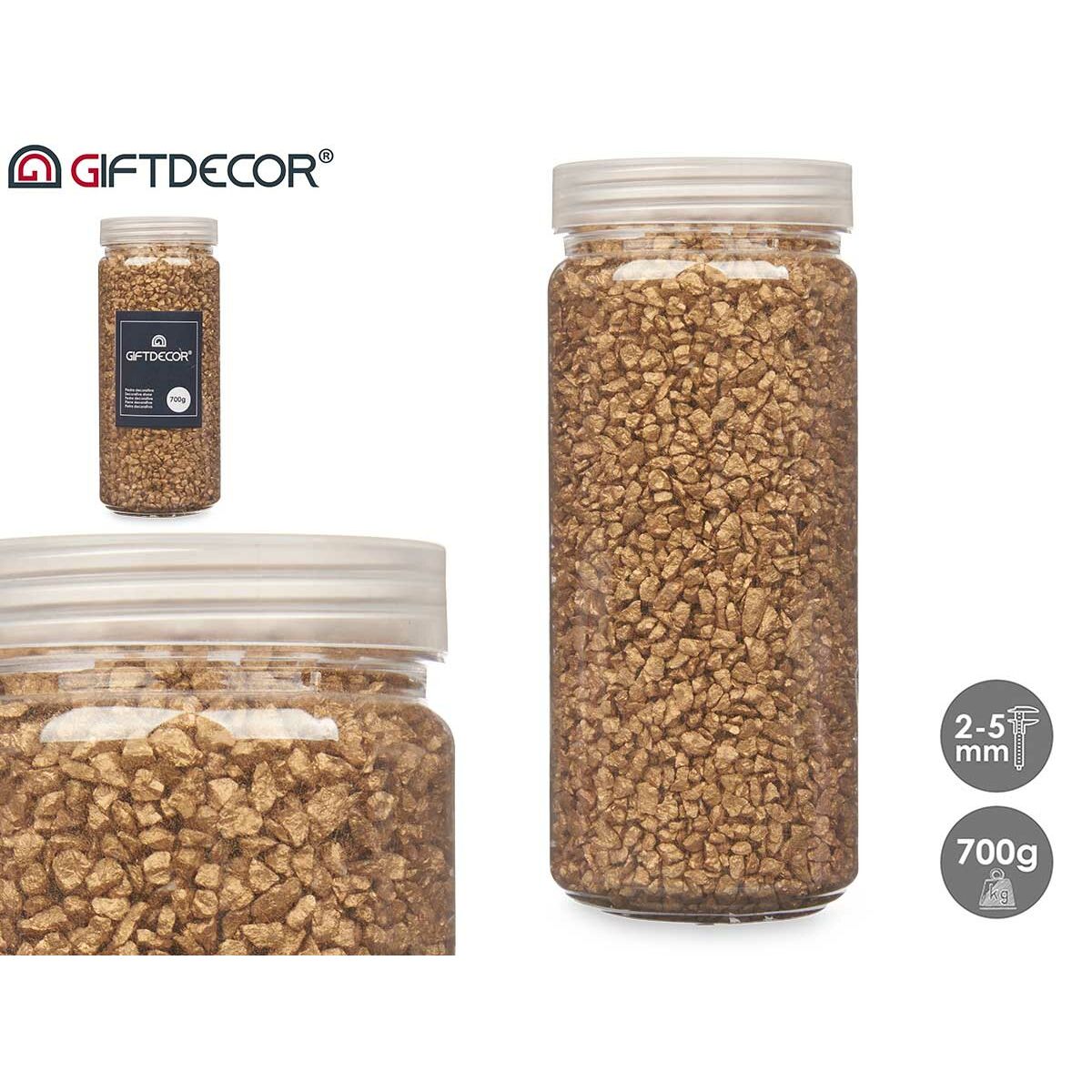 Dekorativa stenar Gift Decor Gyllene 2 - 5 mm 700 g 6,5 x 15,5 x 6,5 cm 6,2 x 15,3 x 6,2 cm 6,5 x 15,8 x 6,5 cm (12 antal) - 3