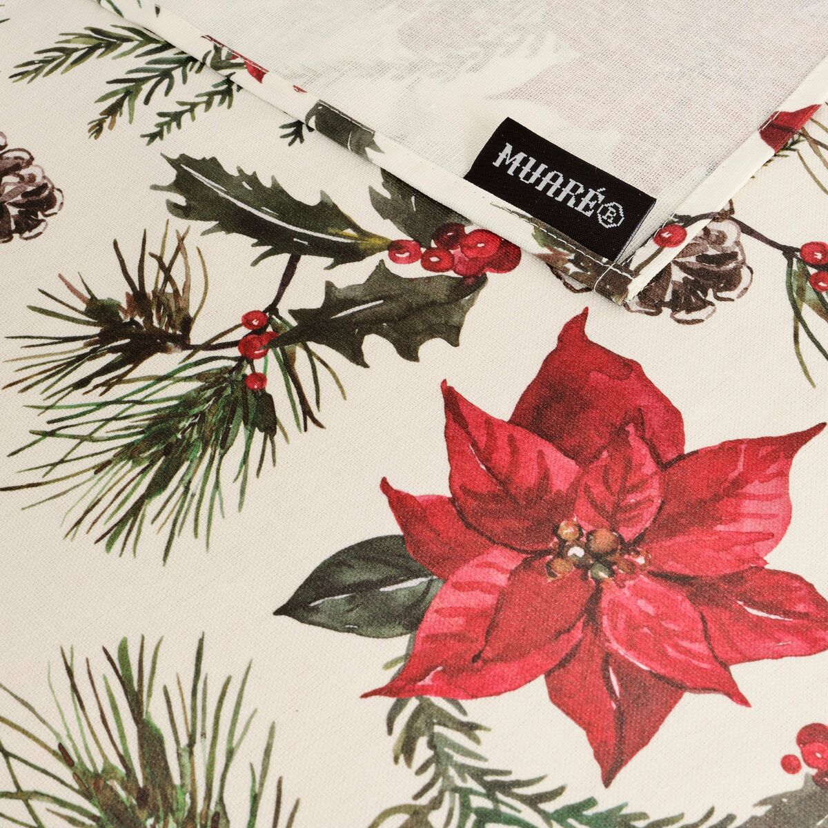 Fläckresistent bordsduk i harts Belum Christmas Flowers Röd Grön Naturell 250 x 150 cm - 4