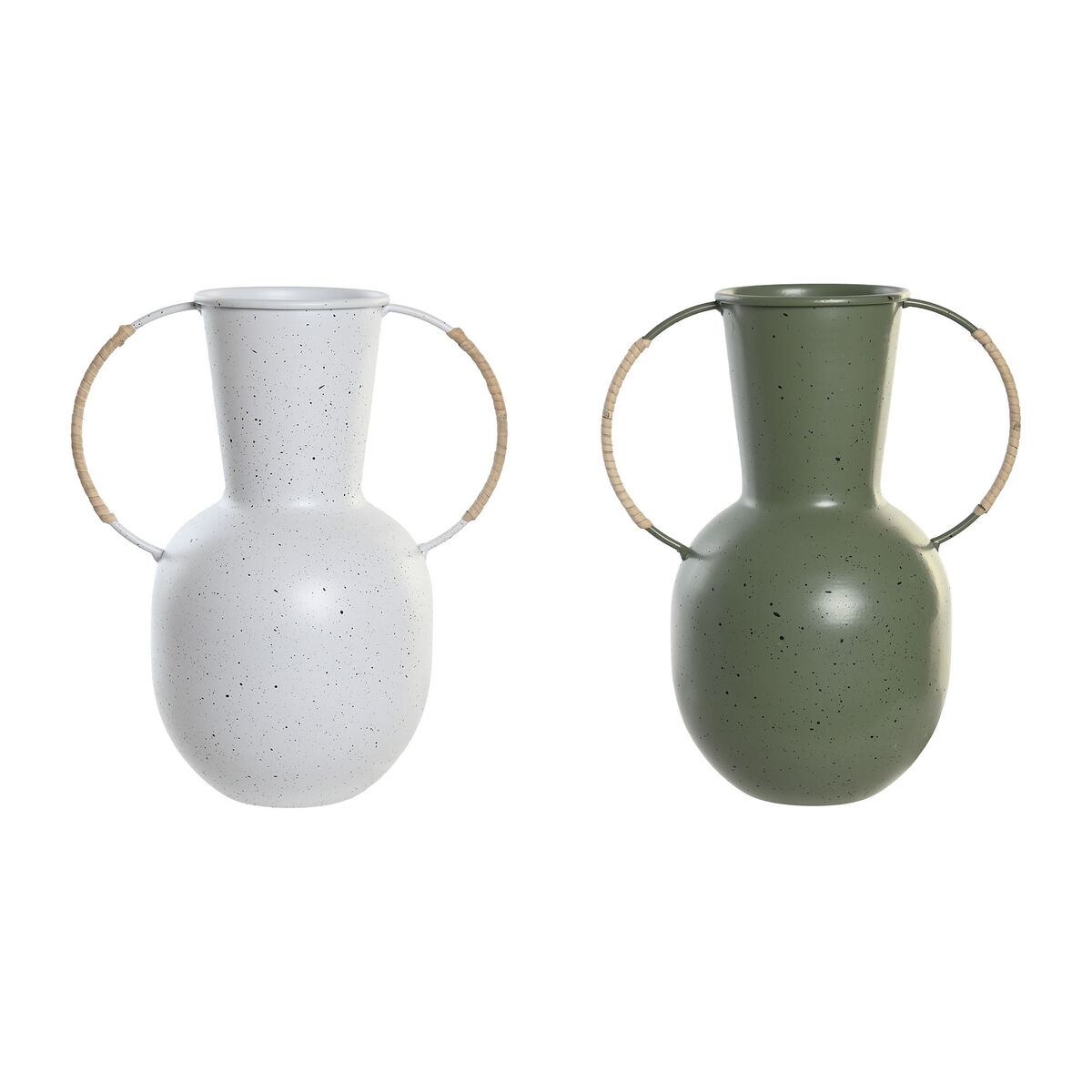 Vas DKD Home Decor 20 x 13 x 24 cm Metall Terrakota n Vit Grön (2 antal) - 3