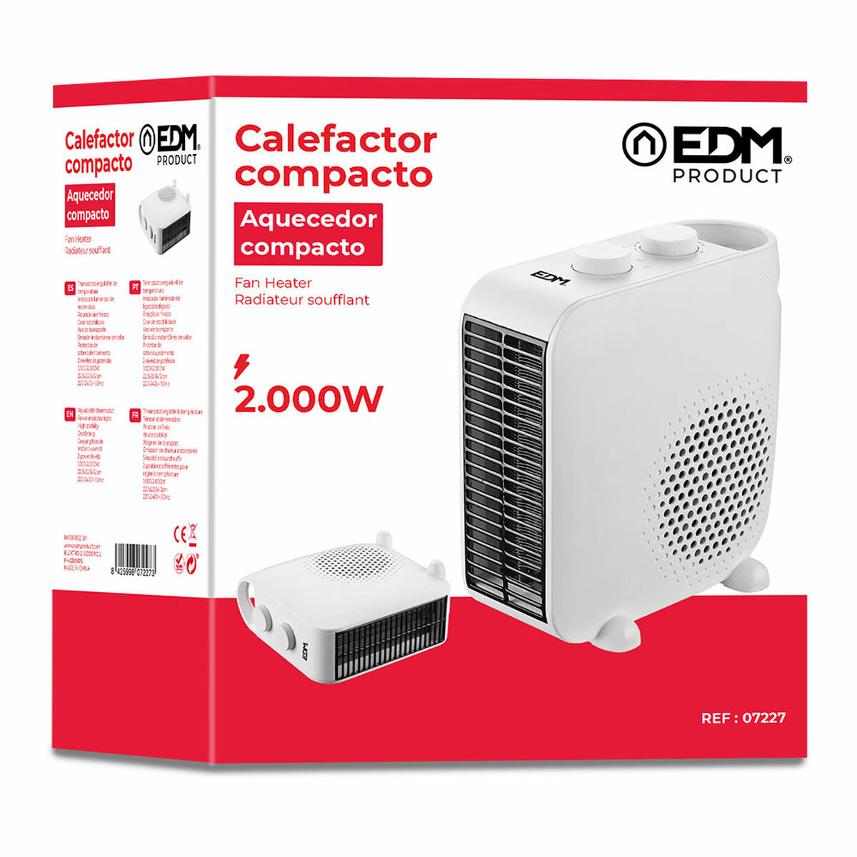 Värmeelement EDM 07227 Vit 1000 - 2000 W - 4