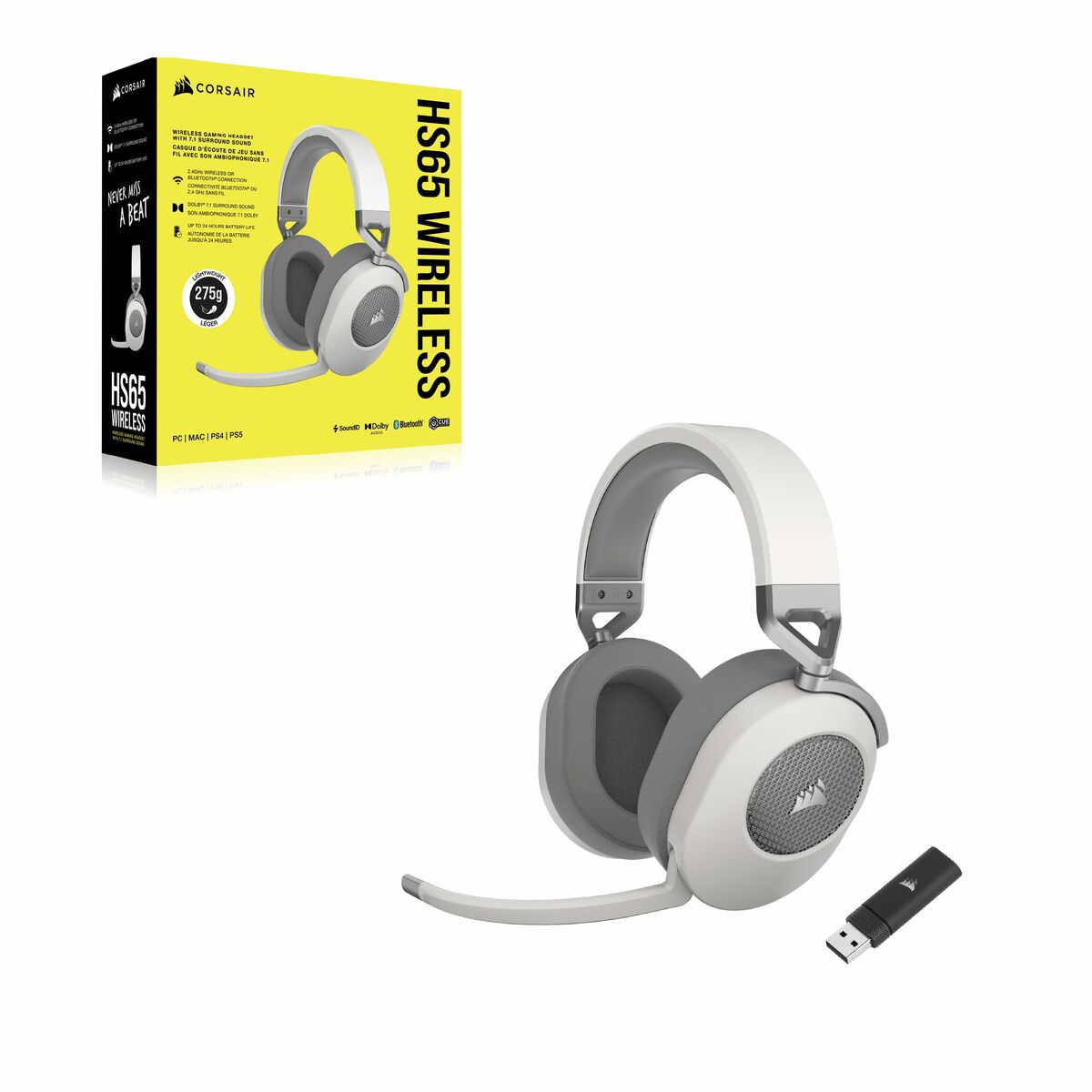 Hörlurar med Mikrofon Corsair HS65 Vit - 2