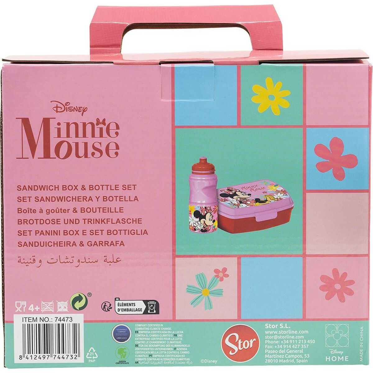 Skål med vattenflaska Minnie Mouse CZ11278 380 ml 17 cm Plast - 4