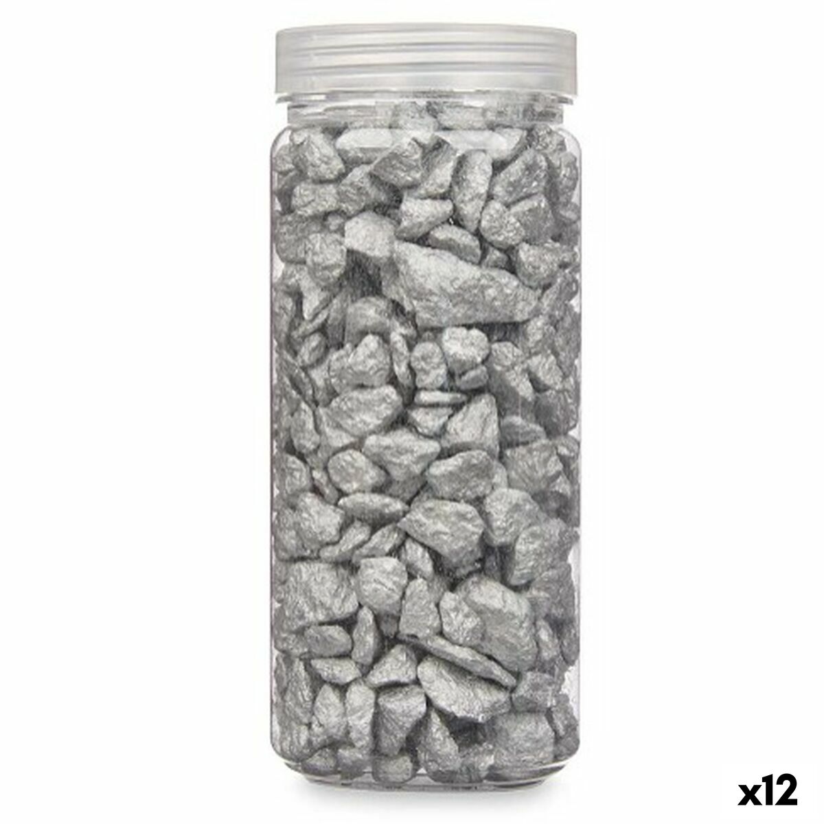 Dekorativa stenar Gift Decor Silvrig 10 - 20 mm 700 g 6,2 x 15,3 x 6,2 cm 6,5 x 15,8 x 6,5 cm (12 antal)