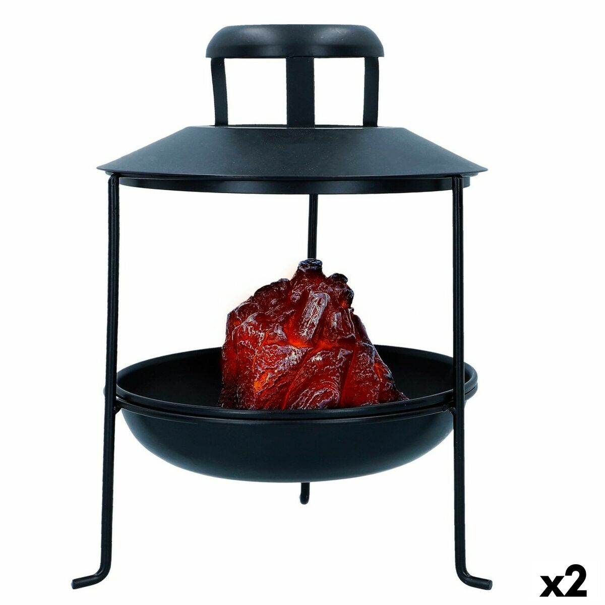 Kamin Ambients LED Ljus Askgrå Dekorativ 22 x 30 x 22 cm (2 antal) - 3