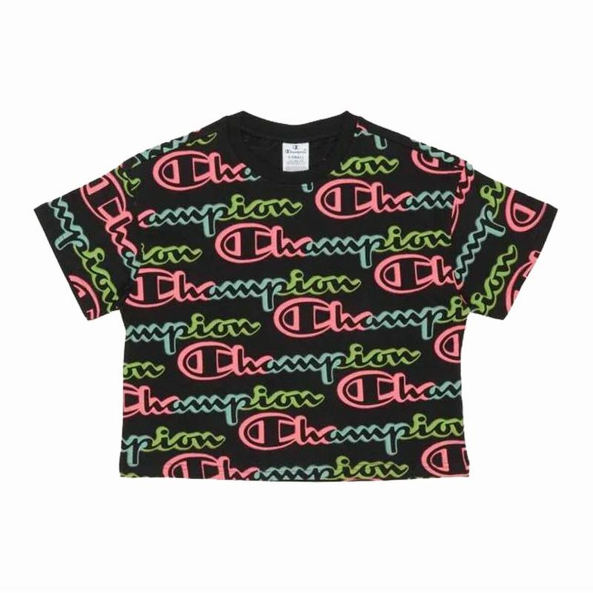 T-shirt med kortärm Dam Champion Crewneck Croptop Svart - 4