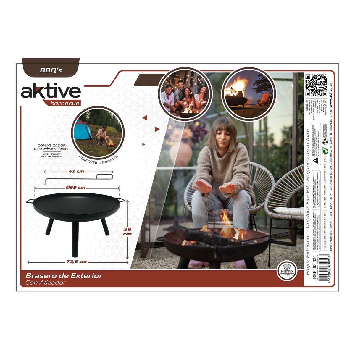 Kamin Aktive Rund Extern Trädgård 59 X 28 X 59 CM - 10