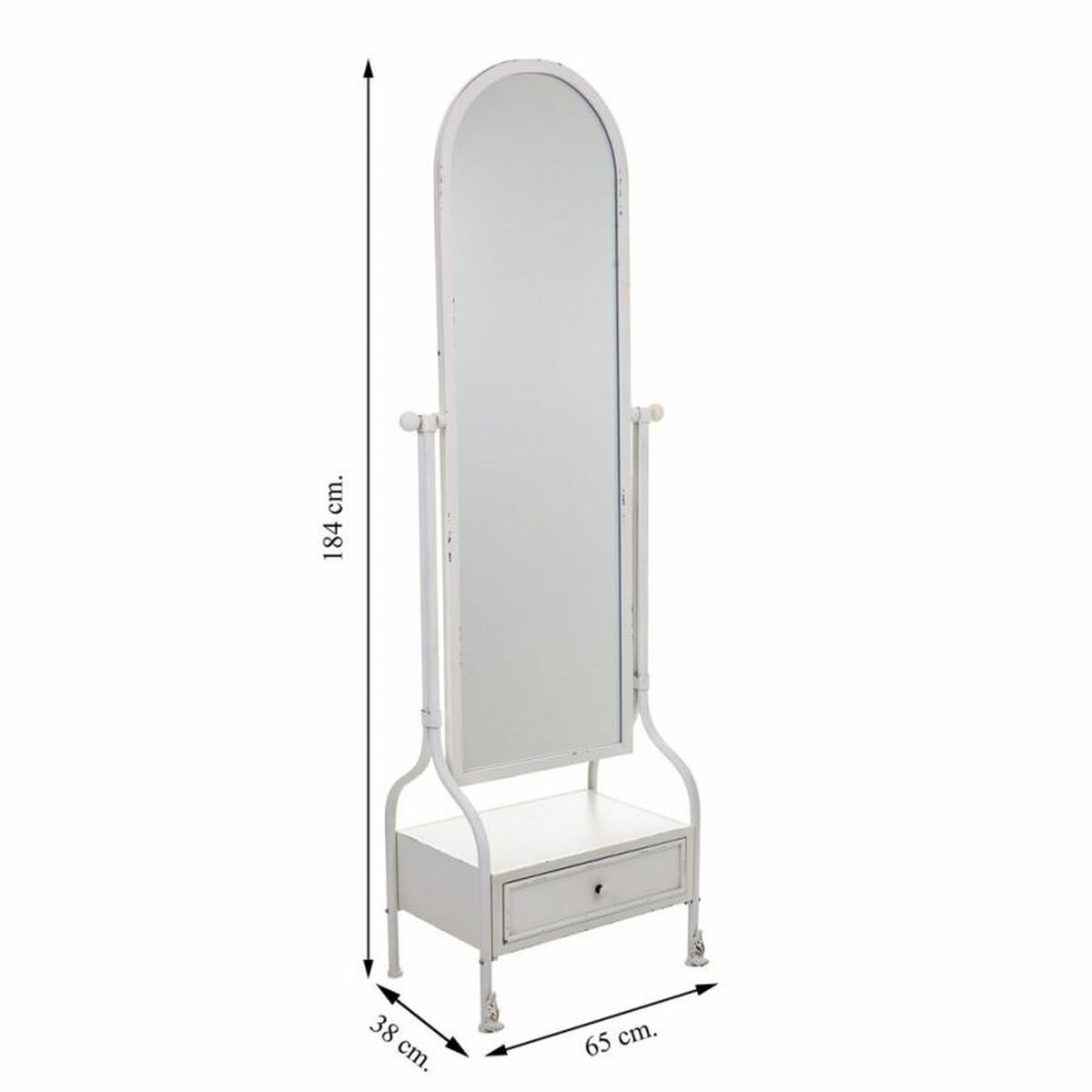 Fristående spegel Alexandra House Living Vit Järn 38 x 184 x 65 cm - 8