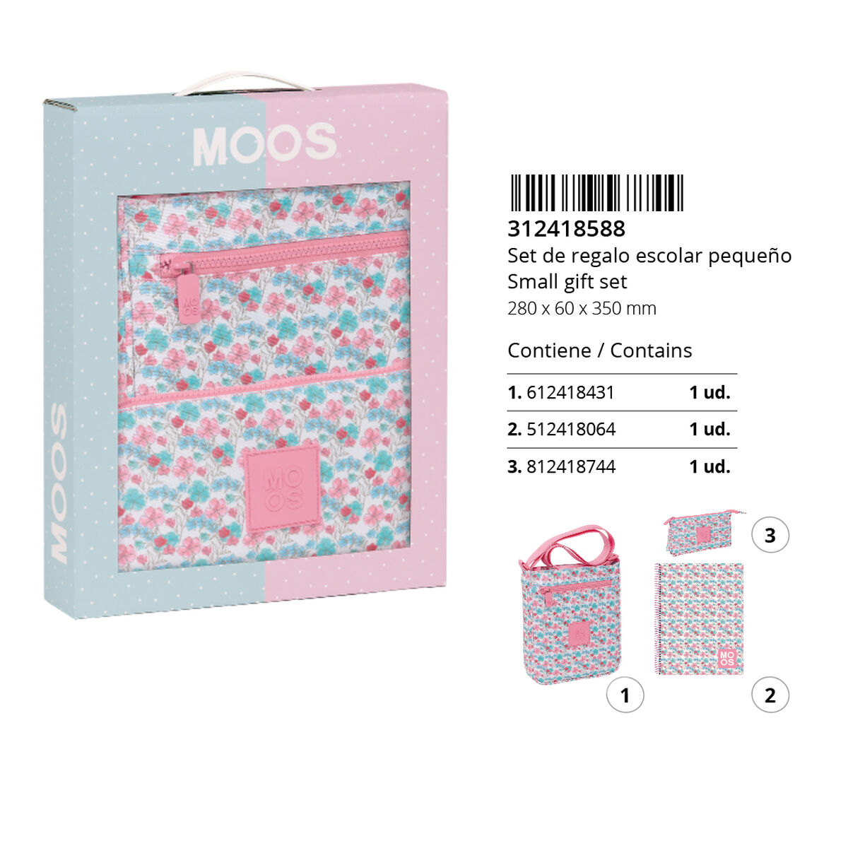 Brevpapper Set Moos Flores 28 x 35 x 6 cm 3 Delar - 2