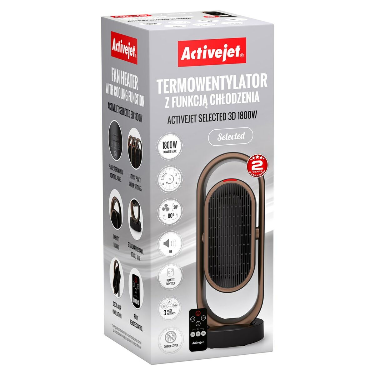 Bärbar värmefläkt Activejet Selected 3D Svart Brons 1800 W - 16