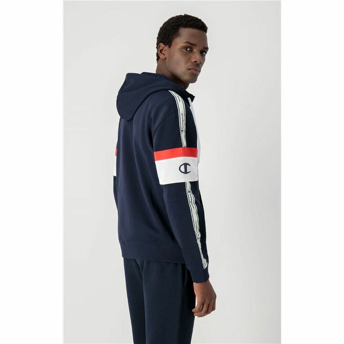 Tröja med huva Herr Champion Arm Stripe M Marinblå - 15