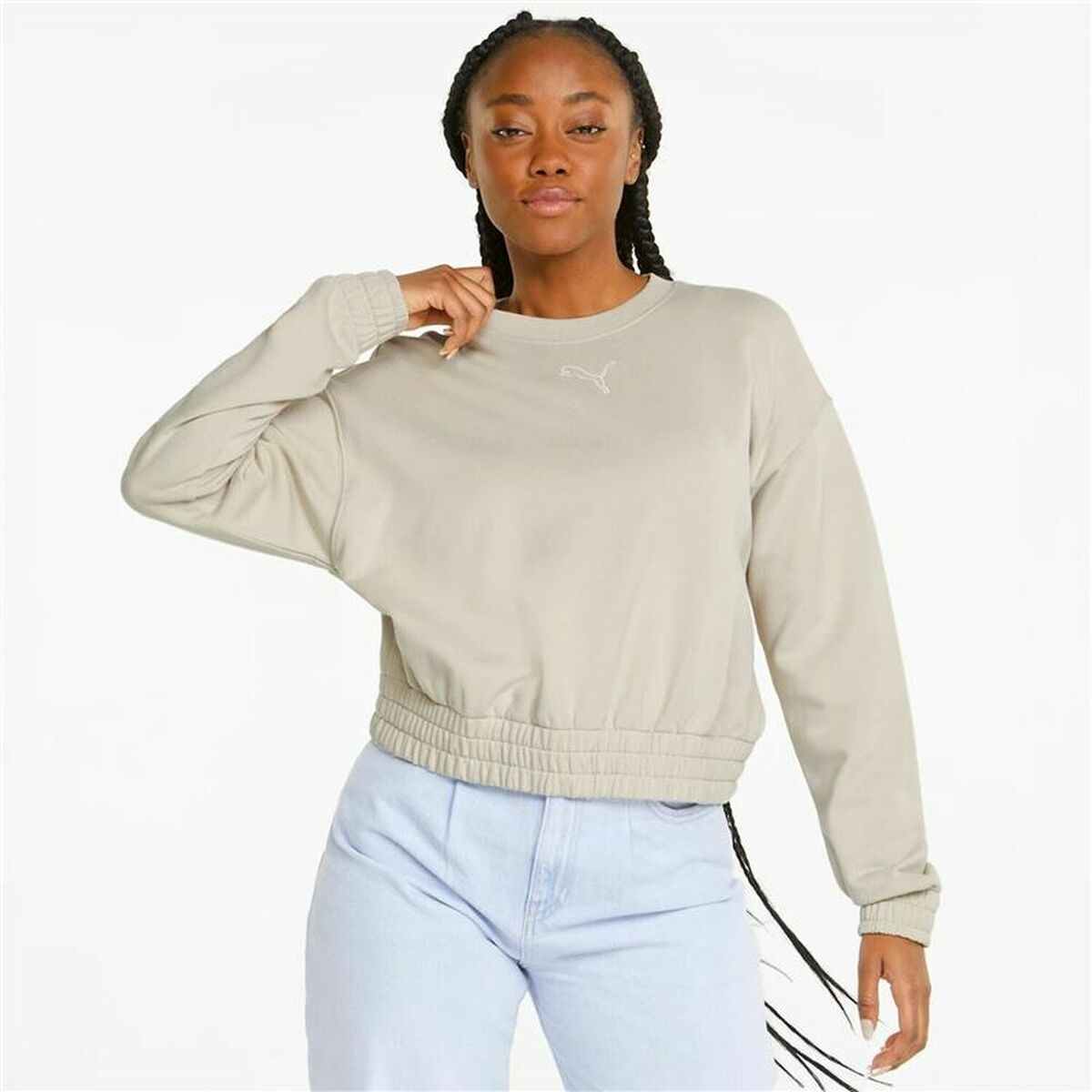 Tröja med huva Herr Puma HER Crew Beige - 11