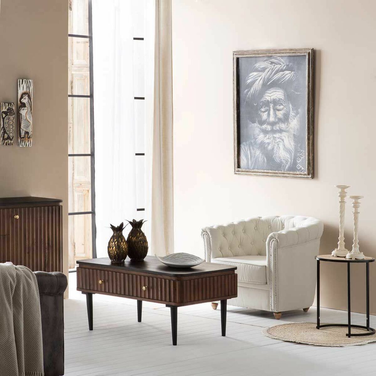 Soffbord Alexandra House Living Brun Järn Mangoträ 60 x 45 x 100 cm - 3