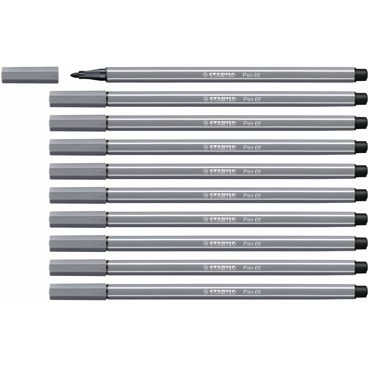 Tuschpennor Stabilo Pen 68 Mörkgrå (10 Delar) - 2