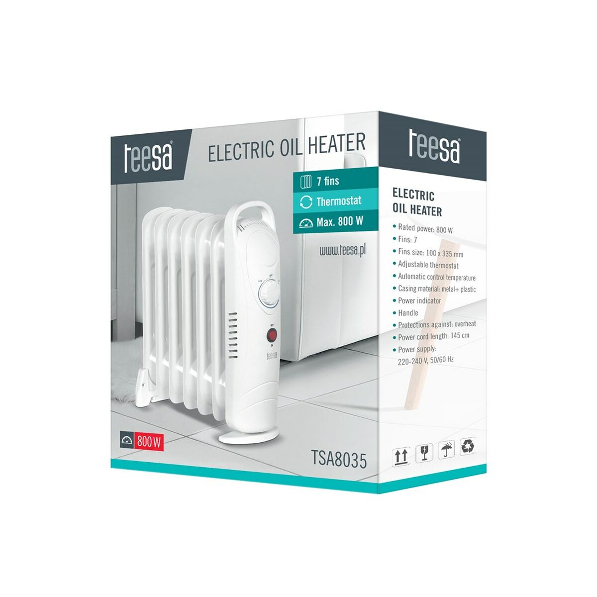 Värmeelement TEESA TSA8035 Vit 800 W - 7