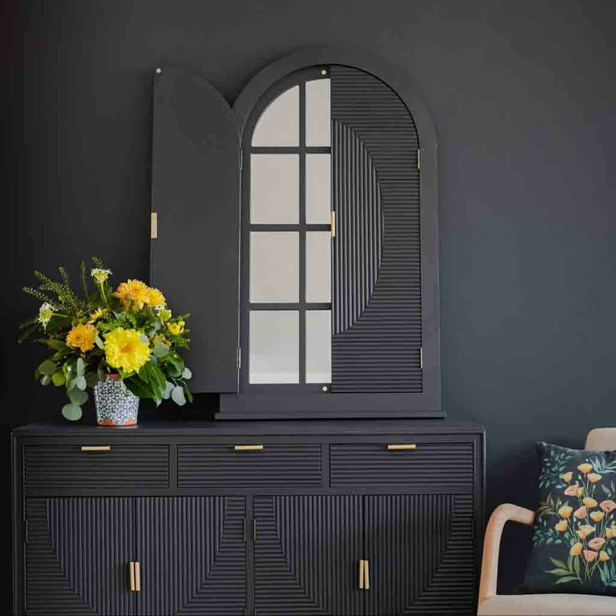 Väggspegel Alexandra House Living Gyllene Mörkgrå 5 x 105 x 62 cm Rektangulär - 2