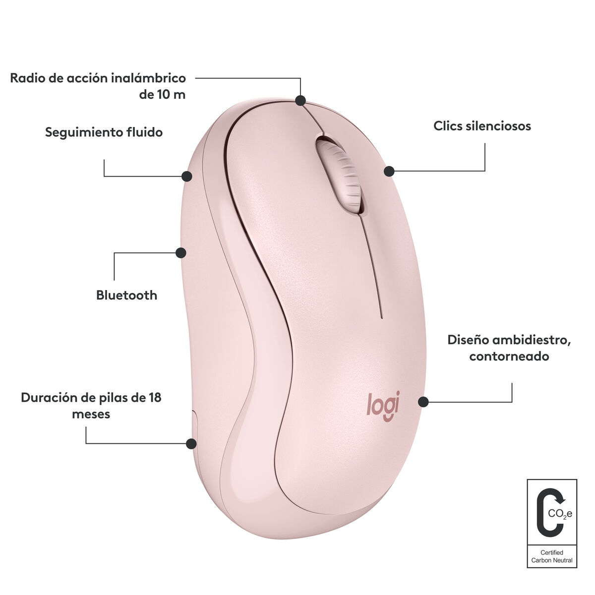 Mus Logitech M240 Rosa - 3