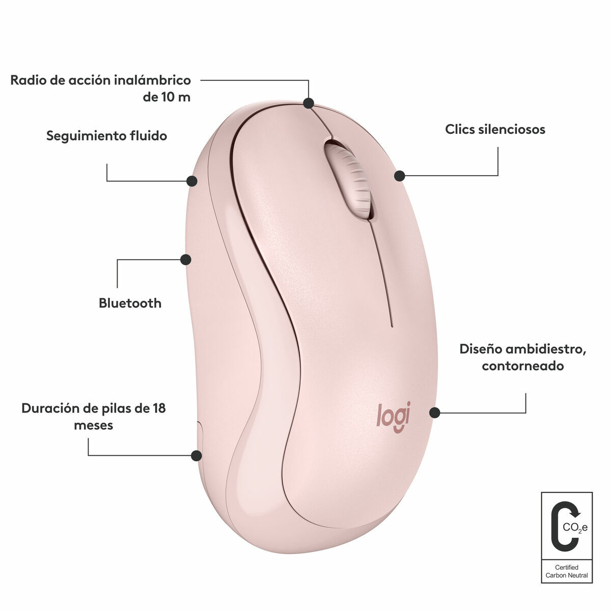 Mus Logitech M240 Rosa - 7