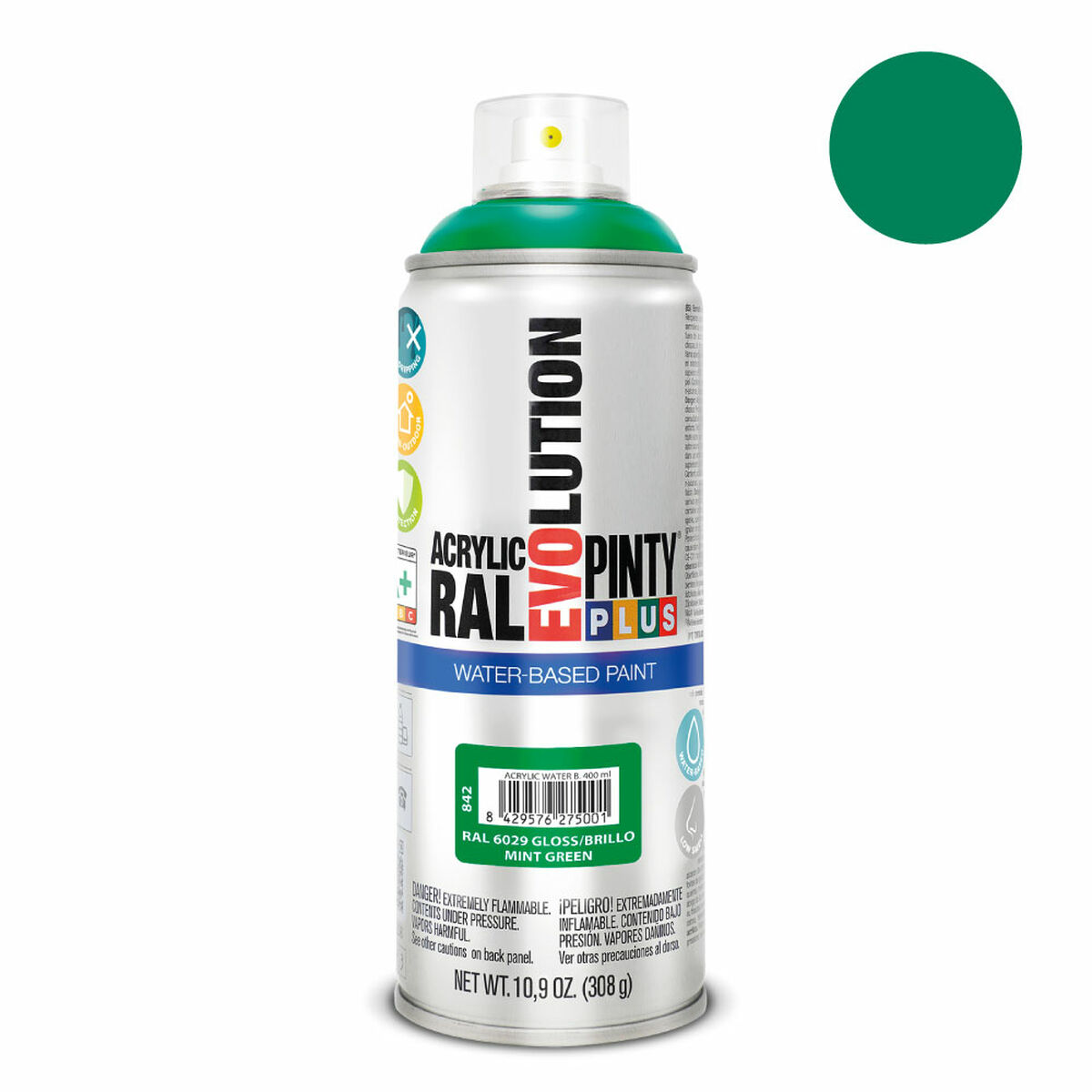 Sprejfärg Pintyplus Evolution RAL 6029 Vattenbaserat Mint Green 400 ml - 2