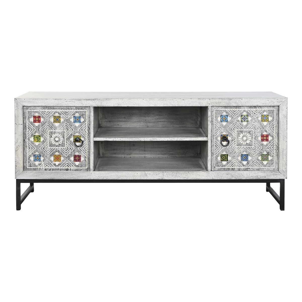 TV-möbler DKD Home Decor Vit Beige Grå Multicolour Keramik Mangoträ 130 x 40 x 56 cm - 13