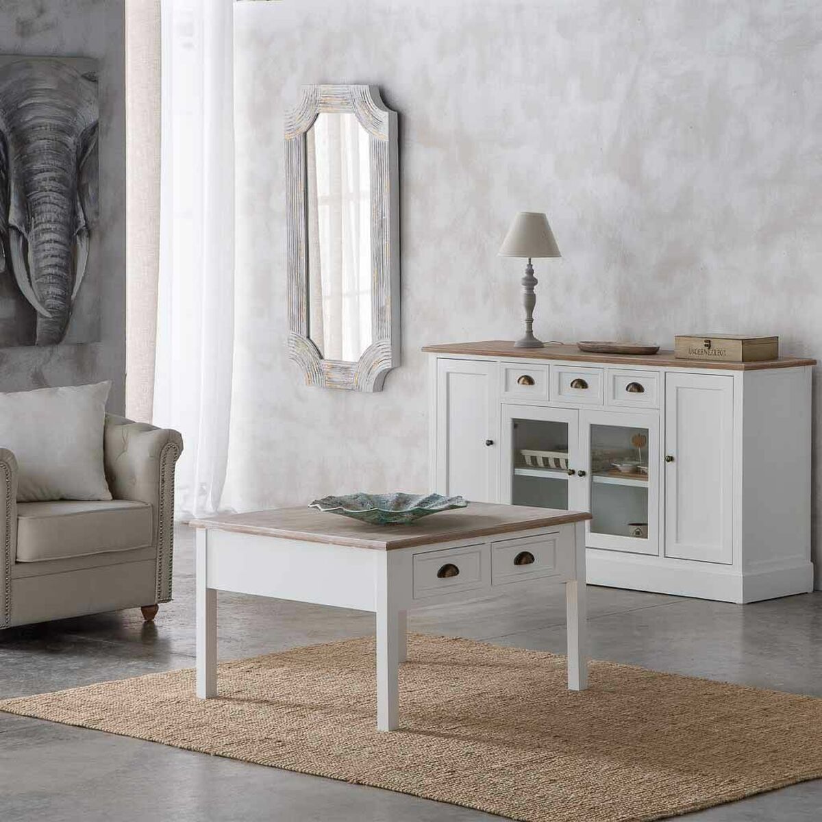 Soffbord Alexandra House Living Vit Brun 80 x 50 x 80 cm - 3