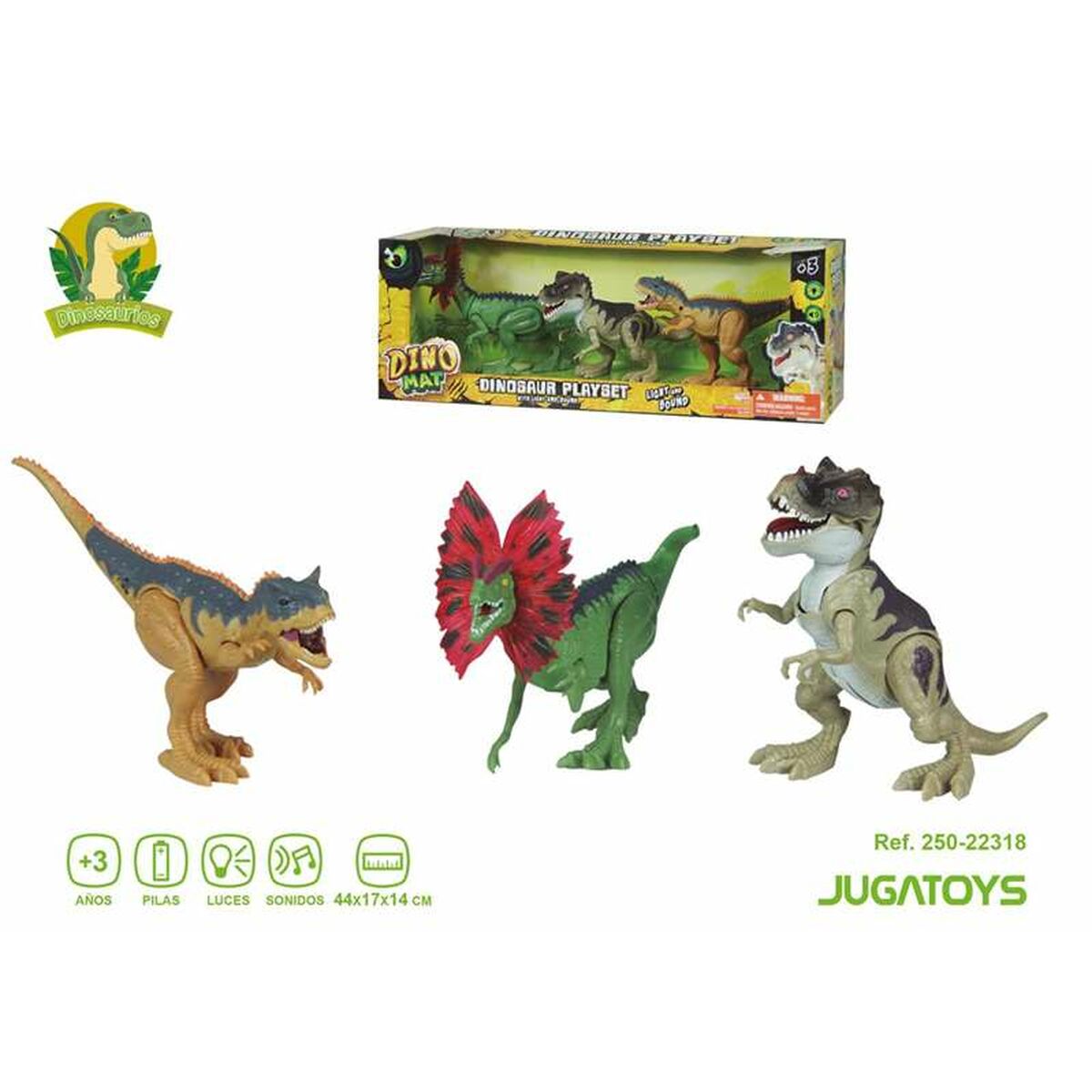 Set med dinosaurier Ljud Ljus 3 Delar - 3