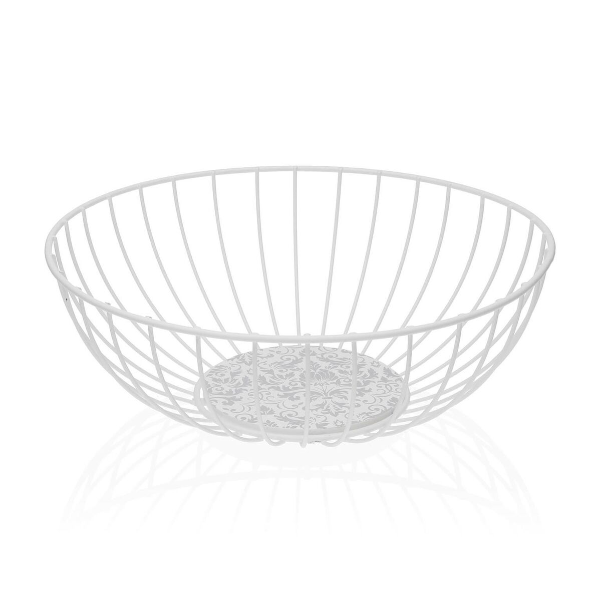 Fruktskål Versa Damasco Vit Metall Stål Trä MDF 28 x 10 x 28 cm