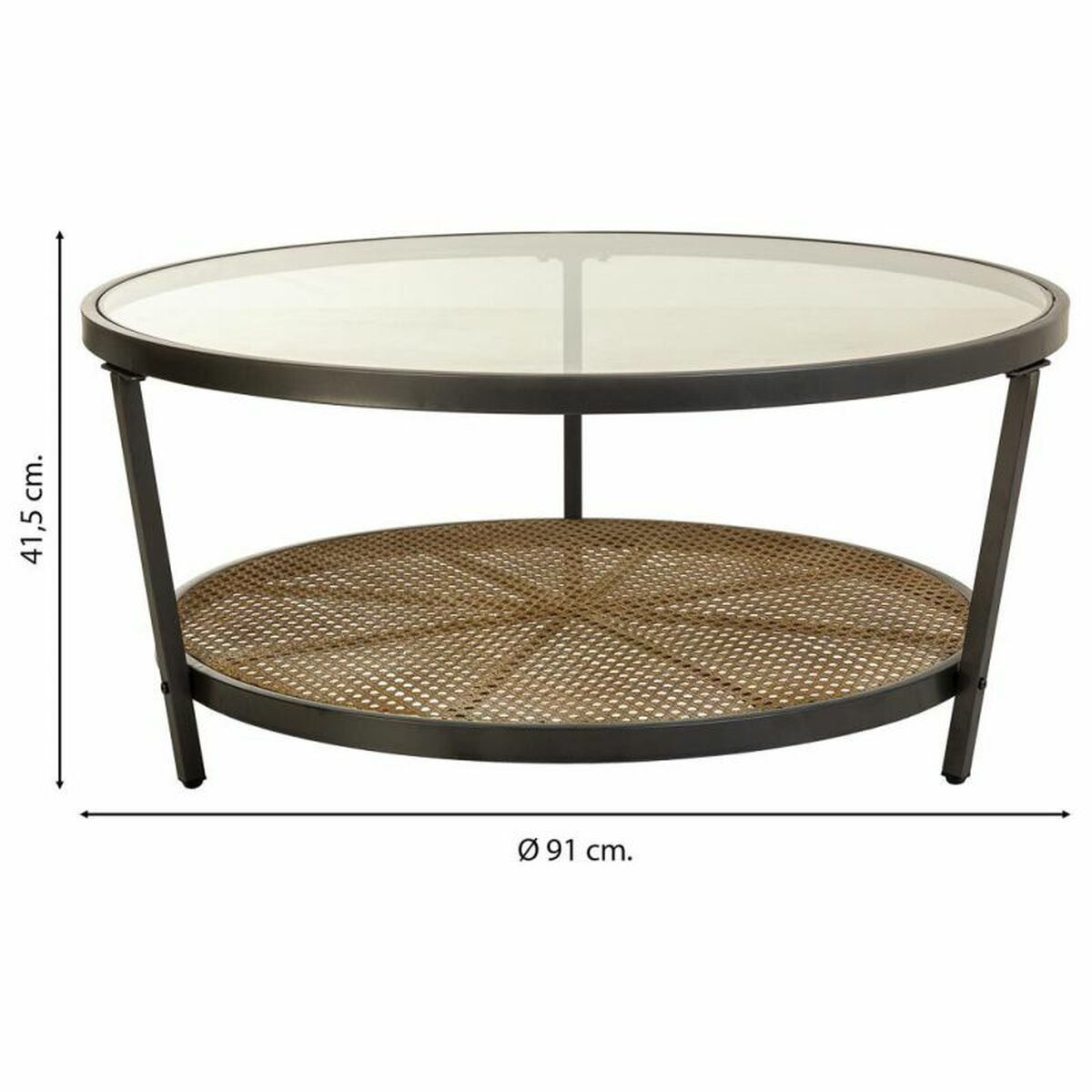 Soffbord Alexandra House Living Brun Glas Järn 91 x 41 x 91 cm - 4