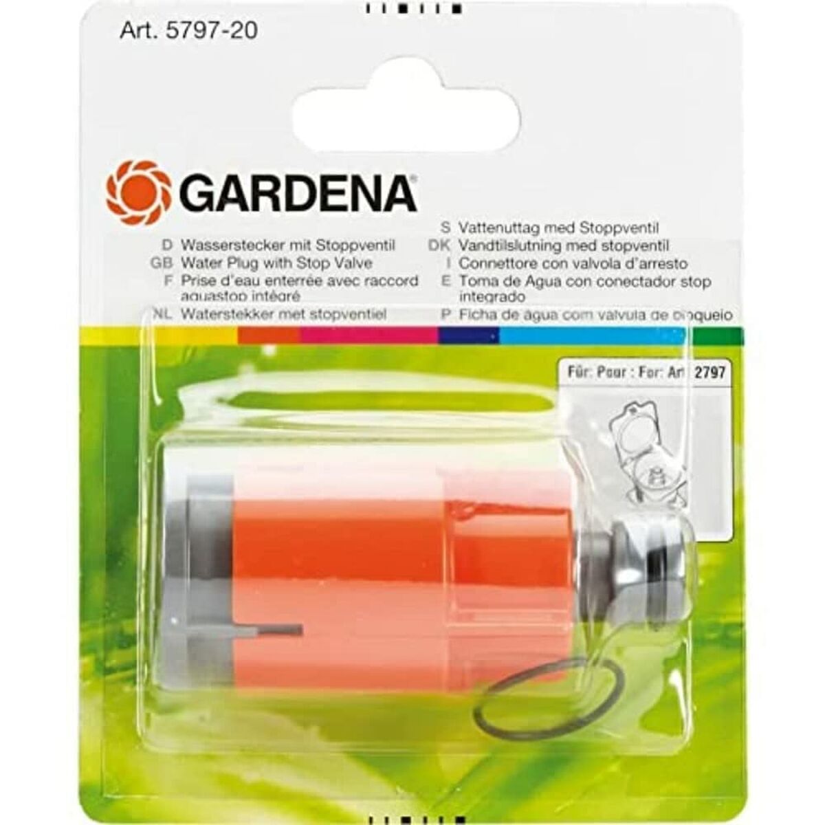 Vattenintag med avstängningsventil Gardena 5797-20 Aquastop Orange - 3