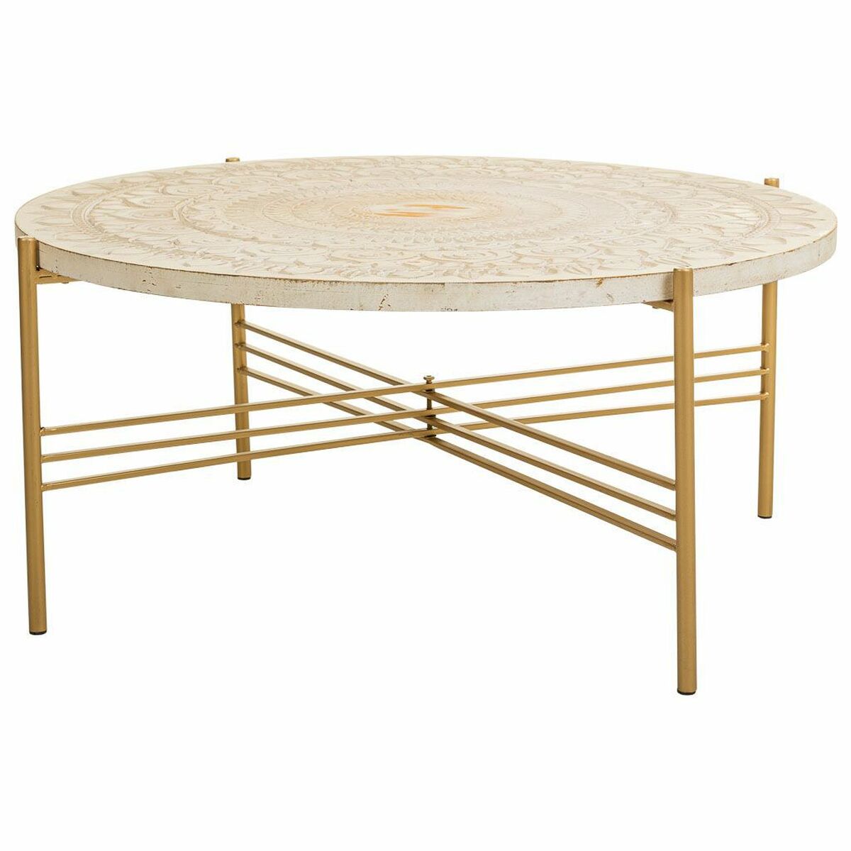 Soffbord Alexandra House Living Vit Metall Granträ Trä MDF 80 x 36 x 80 cm