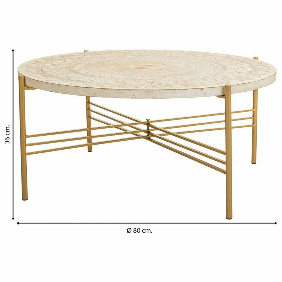 Soffbord Alexandra House Living Vit Metall Granträ Trä MDF 80 x 36 x 80 cm - 3