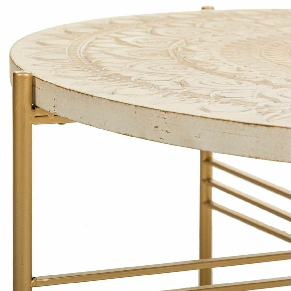 Soffbord Alexandra House Living Vit Metall Granträ Trä MDF 80 x 36 x 80 cm - 6