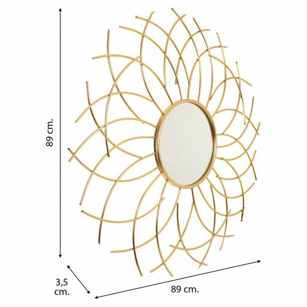 Väggspegel Alexandra House Living Gyllene 3 x 89 x 89 cm Cirklar - 5